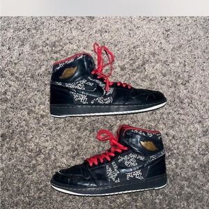 Jordan Black and Red Athletic Shoes